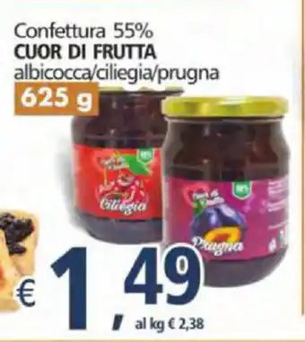 Cuor di Frutta Albicocca/ciliegia/prugna confettura 55% 625g