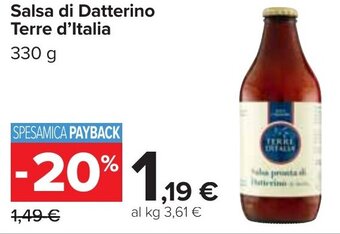 Carrefour Terre d'Italia Salsa di Datterino 330 g offerta