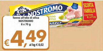 Alter Discount Nostromo Tonno all'olio di oliva 8x70g offerta