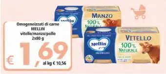 Mellin Omogeneizzati di carne vitello/manzo/pollo 2x80g