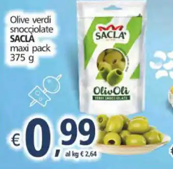 Saclà Olive Verdi Snocciolate maxi pack 375g
