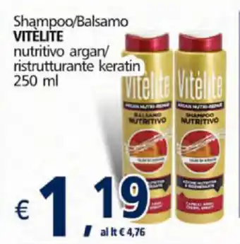 Alter Discount Vitèlite Shampoo/Balsamo nutritivo argan/ristrutturante keratin 250ml offerta