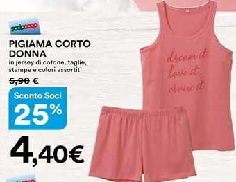 Coop Pigiama Corto Donna offerta