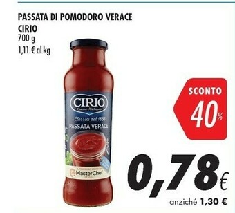 Coop Cirio La Verace Passata 700 G(ml) offerta