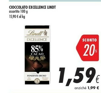 Coop Lindt Excellence 85% Cacao 100 G(ml) offerta