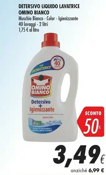 Coop Omino Bianco Detersivo Liquido Lavatrice Muschio Bianco/ Color/ Igienizzante 40 Lavaggi offerta