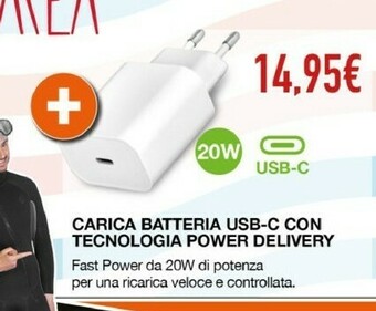 Expert Area Caricabatteria Da Rete 20W Con Tecnologia Power Delivery offerta