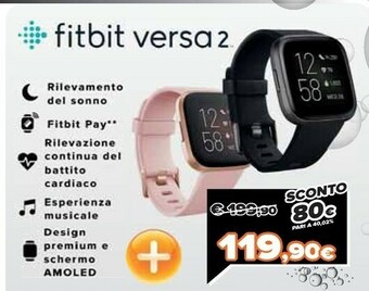 Expert Fitbit Versa 2 3,55 Cm (1.4") 40 Mm AMOLED Nero, Grigio offerta