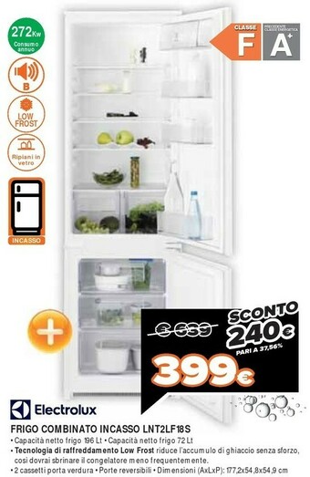 Expert Electrolux Frigo Combinato Incasso LNT2LF18S offerta