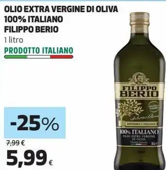 Coop Olio extra vergine di oliva 100% italiano filippo berio offerta