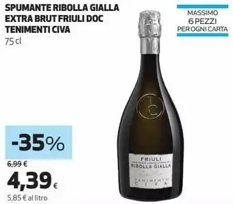 Coop Spumante ribolla gialla extra brut friuli doc tenimenti civa offerta