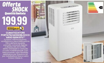 Eurospin Argo 8000 BTU Climatizzatore Portatile Monoblocco offerta