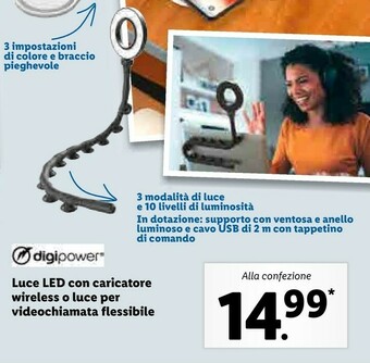 Lidl Digipower Luce Led Con Caricatore Wireless offerta