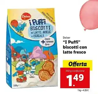 Lidl Delser Biscotti Con Latte Fresco I Puffi 350 G(ml) offerta