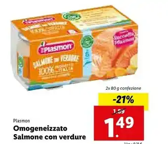 Lidl Plasmon Omogeneizzato Salmone Com Verdure offerta