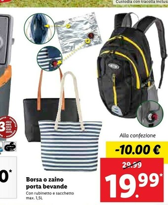 Lidl Borsa O Zaino Porta Bevande offerta
