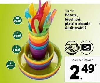 Lidl Ernesto Posate, Bicchieri, Piatti O Ciotole Riutilizzabili offerta