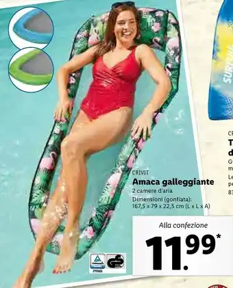 Lidl Crivit Amaca Galleggiante 167,5x79x22,5cm offerta