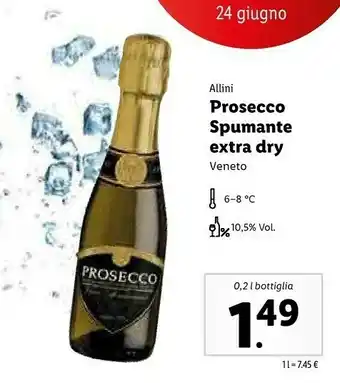 Lidl Allini Prosecco Spumante Extra Dry offerta
