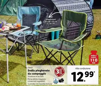 Lidl Crivit Sedia Pieghevole Da Campeggio offerta