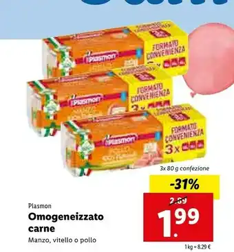 Lidl Plasmon Omogeneizzato Carne offerta