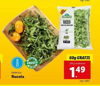 Lidl Vallericca Rucola offerta