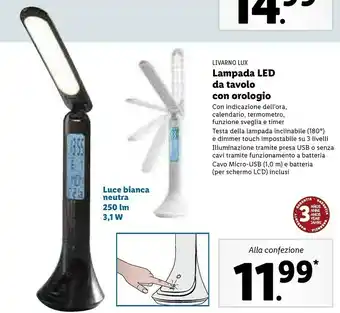 Lux Lampada Led Da Tavolo Con Orologio