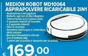 MD Discount Medion Robot MD10064 Aspirapolvere Ricaricabile 2 In 1 offerta