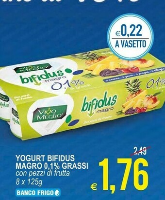 MD Discount Vivo Meglio - 8 Yogurt 0.1% Di Grassi Con Pezzi Di Frutta 1000 G(ml) offerta