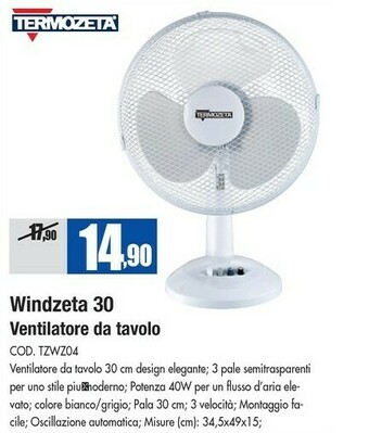 Wellcome Termozeta Ventilatore offerta