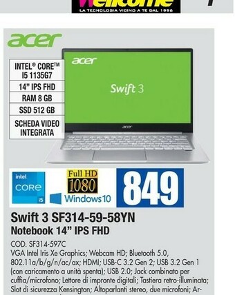 Wellcome Acer acer aspire offerta