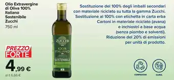 Carrefour Zucchi Olio Extravergine di Oliva 100% Italiano Sostenibile 750 ml offerta