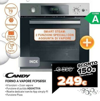 Expert Candy FCPS615X Forno Forno Elettrico 70 L Acciaio Inossidabile A offerta