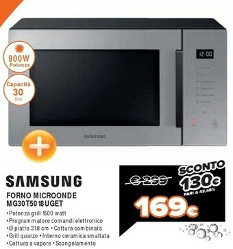 Expert Samsung MG30T5018UG/ET Forno A Microonde Superficie Piana Microonde Combinato 30 L 900 W Nero, Grigio offerta