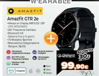 Expert Amazfit GTR 2e 3,53 Cm (1.39") 46 Mm AMOLED Nero GPS (satellitare) offerta