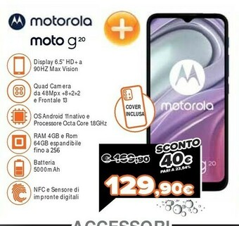 Expert Motorola Moto G G20 16,5 Cm (6.5") Android 11 4G USB Tipo-C 4 GB 64 GB 5000 MAh Blu offerta