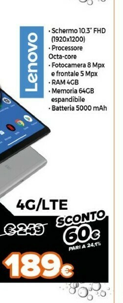 Expert Lenovo Tab M10+ TBX606 4G/LTE offerta