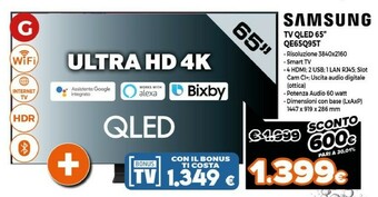 Expert Samsung Series 9 QE65Q95TAL 165,1 Cm (65") 4K Ultra HD Smart TV Wi-Fi Argento offerta
