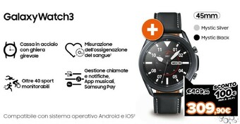 Expert Samsung Galaxy Watch3 3,56 Cm (1.4") 45 Mm SAMOLED Argento GPS (satellitare) offerta