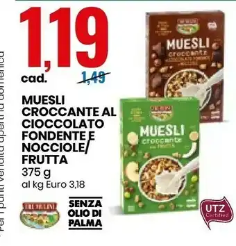 Eurospin Muesli Croccante Al Cioccolota Fondente E Nocciole/Frutta offerta