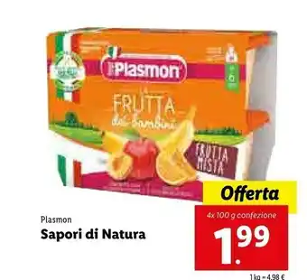 Lidl Plasmon Sapori Di Natura Albicocca Banana 400 G(ml) offerta
