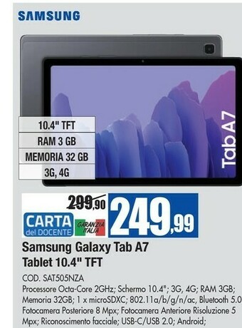 Wellcome Samsung Galaxy Tab A offerta