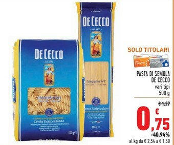 Conad Superstore De Cecco Pasta di semola offerta