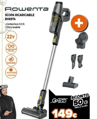 Rowenta X-Pert 3.60 RH6974WO Scopa Elettrica Senza Sacchetto 0,5 L Nero