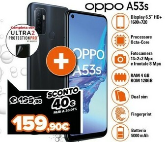 Expert Oppo A53s 16,5 Cm (6.5") Doppia SIM ColorOS 7.2 4G USB Tipo-C 4 GB 128 GB 5000 MAh Nero offerta