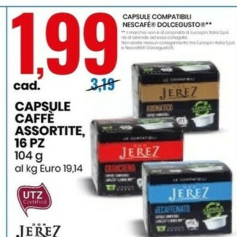 Eurospin Don Jerez Capsule Caffe Assortite offerta