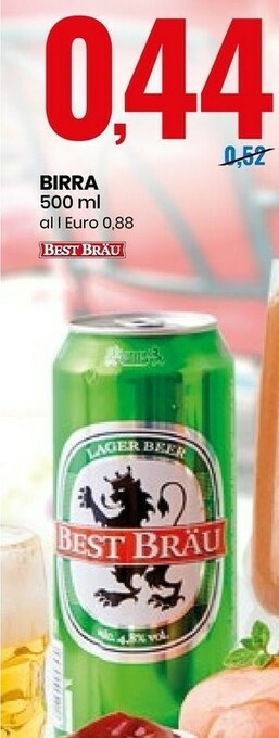 Eurospin Best Brau Lager Beer 500 G(ml) offerta