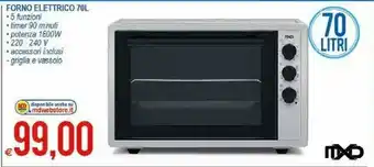 MD Discount Mxd Forno Elettrico 70l 5 Funzioni offerta