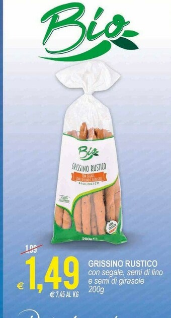 MD Discount Bio - Grissino Rustico Bio Con Segale, Semi Di Lino E Girasole 200 G(ml) offerta