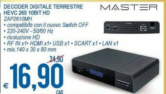 MD Discount Master Decoder Digitale Terrestre HEVC 265 10BIT HD offerta